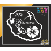 Sticker ile de la Réunion hibiscus dodo