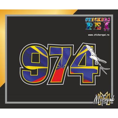Sticker 974 Margouillat  drapeau